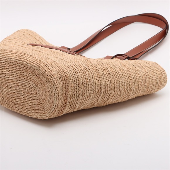 Celine Panier Raffia Leather Tote Bag Beige Tan Brown - Picture 3 of 8